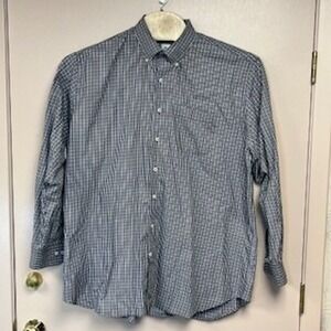 Peter Millar Mens Extra Extra Large Plaid Shirt 100 Cotton Black, White, Purple